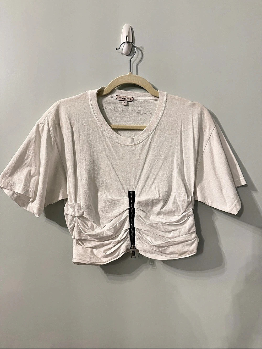 Natasha Zinko Cropped Short Sleeve White Tshirt
